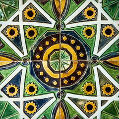 Ceramics in Lisbon tile museum, Portugal.