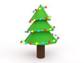 3d decorated Christmas tree