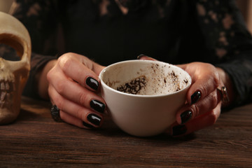 Witch - fortune teller reading fortune close up