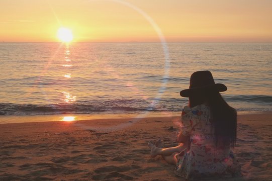 sunset and girl