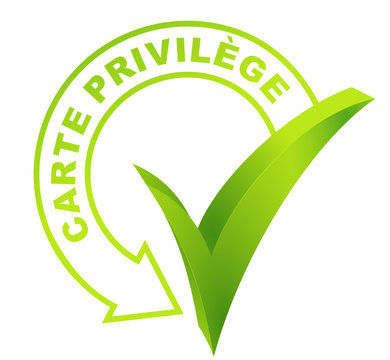 carte privilège sur symbole validé vert