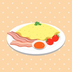 vector omelet,flat design