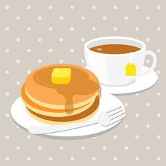vector pancake and tea,flat design