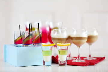 Jelly desserts on light background