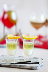 Jelly desserts on light background