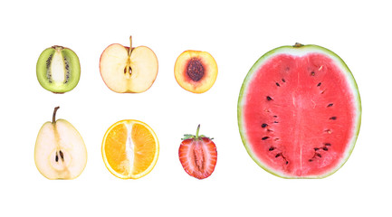 fruit cut isolated on white background