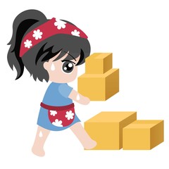 vector for business,maid holding crate,flat design