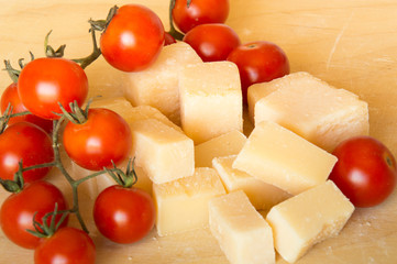 Grana padano  and tomatoes