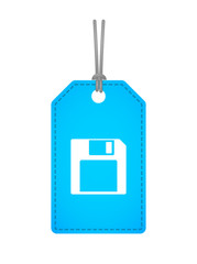 Isolated label icon with a floppy disk