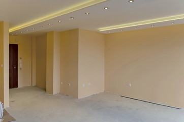 Freshly painted room with modern LED lighting, Sofia, Bulgaria  