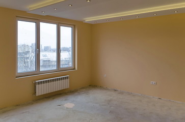 Freshly painted room with modern LED lighting, Sofia, Bulgaria  