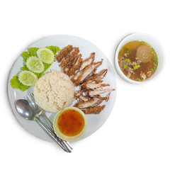 Hainanese fried chicken rice