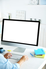 Woman working with computer in office