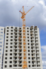 Fototapeta na wymiar Multi-storey housing and big cranes