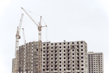 Fototapeta na wymiar Building site and large crane