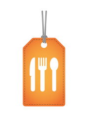 Isolated label icon with cutlery