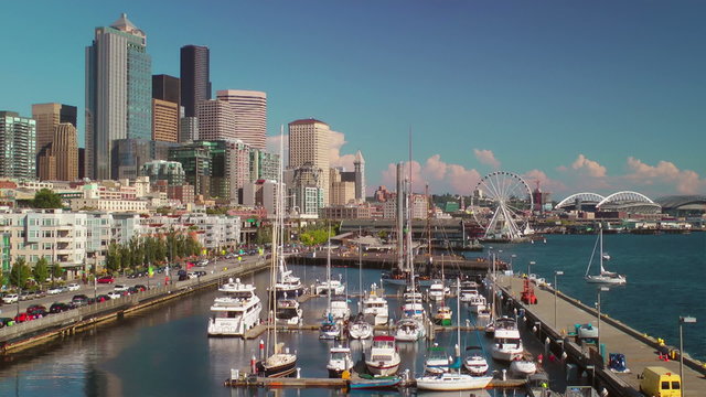 Downtown Seattle tourist area and marina