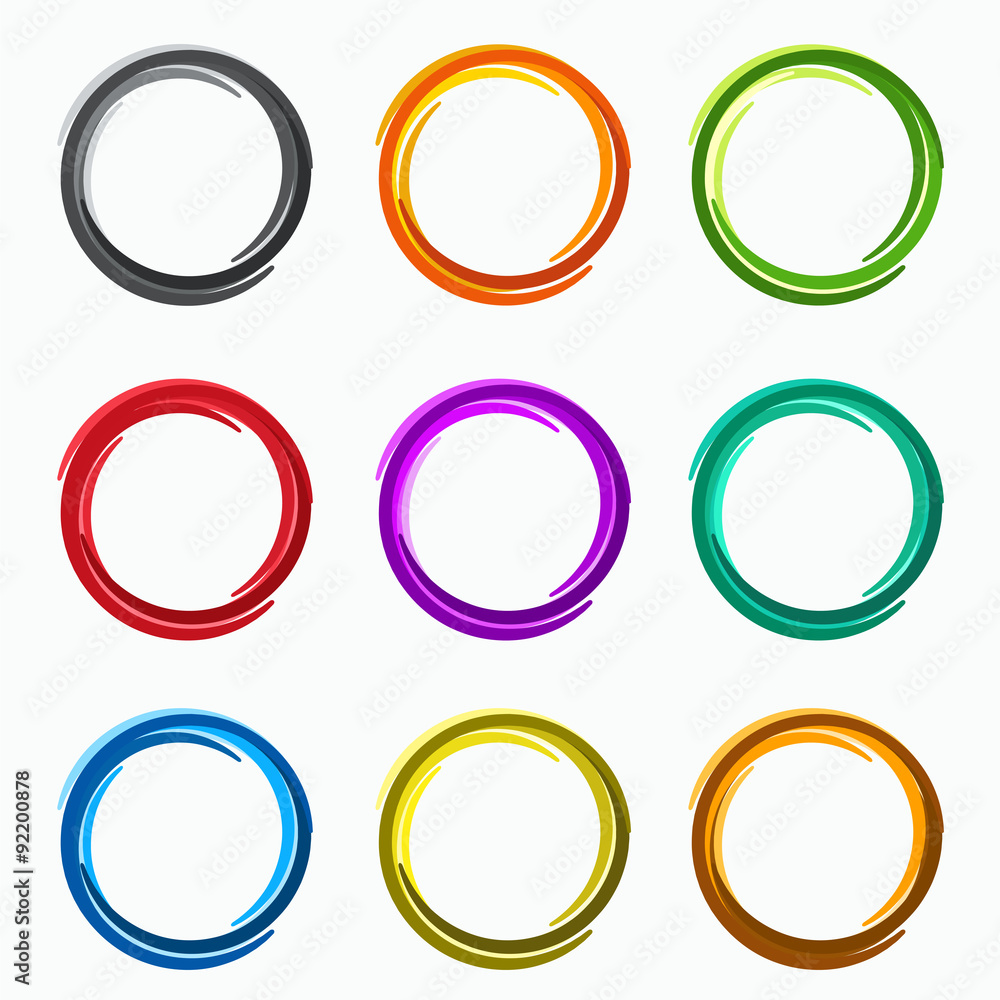 Poster color abstract circles. loops logo elements of template