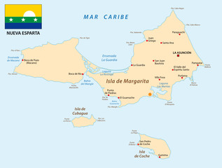 Obraz premium nueva esparta map with flag