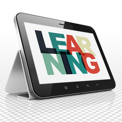 Learning concept: Tablet Computer with Learning on  display