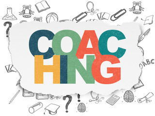 Education concept: Coaching on Torn Paper background