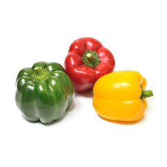 Colorful peppers over white background (Vegetable)
