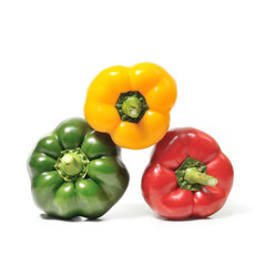 Colorful peppers over white background (Vegetable)