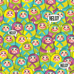 Matreshka disorder seamless pattern.