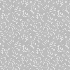 Gray and White Doggy Tile Pattern Repeat Background