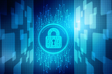 Security concept: Lock on digital screen, contrast, 3d render