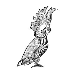 Zentangle stylized cockatoo. Sketch for tattoo or t-shirt. © safiullina_design