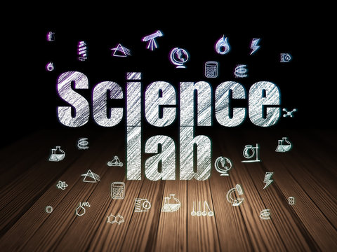 Science concept: Science Lab in grunge dark room
