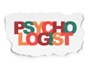 Health concept: Psychologist on Torn Paper background