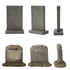 Set of tombstone isolated on white background - obrazy, fototapety, plakaty