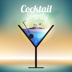 Cocktail Party Invitation Poster - Vector Illustration