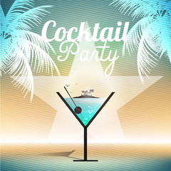 Cocktail Party Invitation Poster - Vector Illustration - 92204297