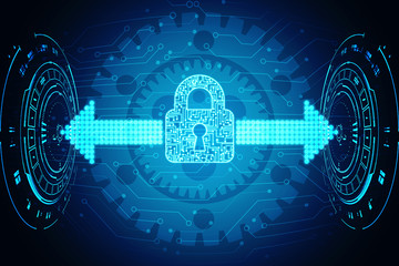 Safety concept: Closed Padlock on digital background