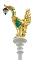 Fototapeta na wymiar golden swan post lamp on isolate background