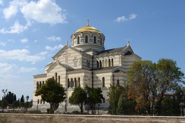 Fototapeta na wymiar Chersonese, St. Vladimir's Cathedral. Ancient Greek Chersonesus Taurica near Sevastopol in Crimea.