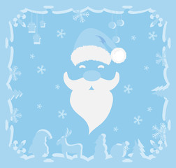 Santa Claus on a blue background.