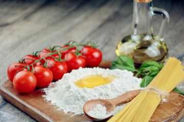 Preparing pasta on the table