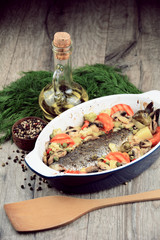 Baked seabass fish