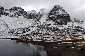 mountain and lake