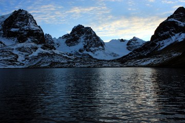 mountains mirrored in the lake