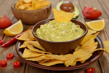 Guacamole with corn nachos