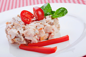 Salad with smoked meat and vegetables