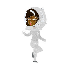 cartoon woman wearing space helmet
