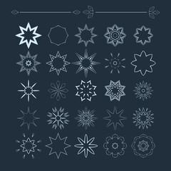 Set of vector monochrome flower mandala on a contrasting