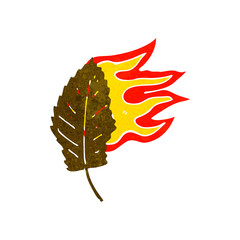 cartoon burning dry leaf symbol