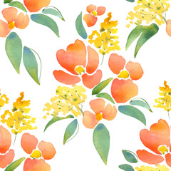 Obraz premium Beautiful floral pattern in vector. Hand drawn watercolor elements 3